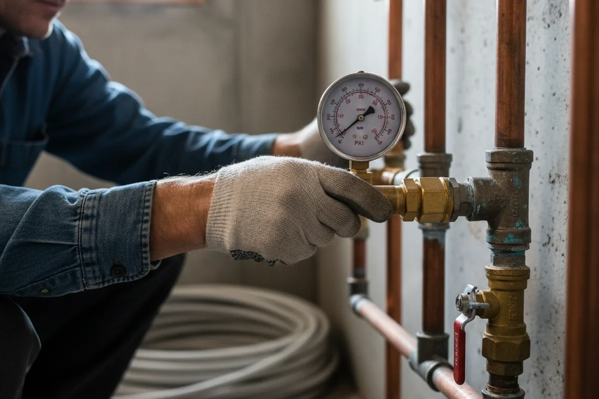 Pressure testing a repaired line during Water Line Repair in Seabrook